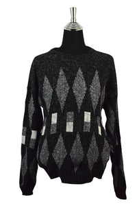 80s/90s Black Diamond Pattern Knitted Jumper