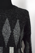 Load image into Gallery viewer, 80s/90s Black Diamond Pattern Knitted Jumper
