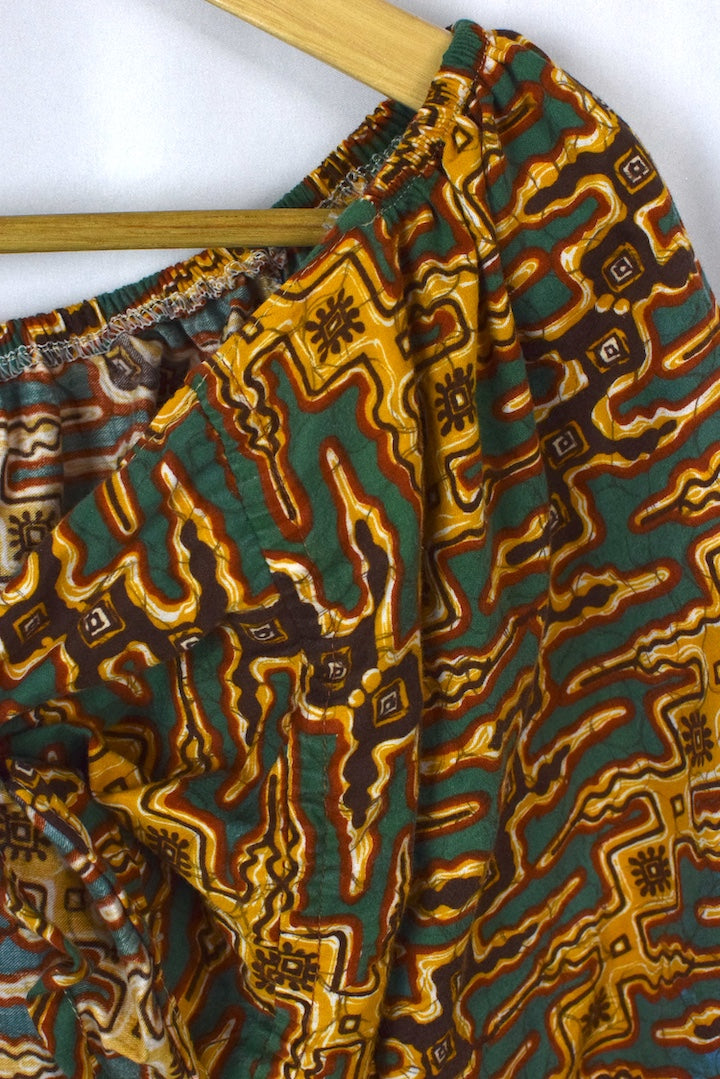 Reworked Abstract Print Tie Up Top
