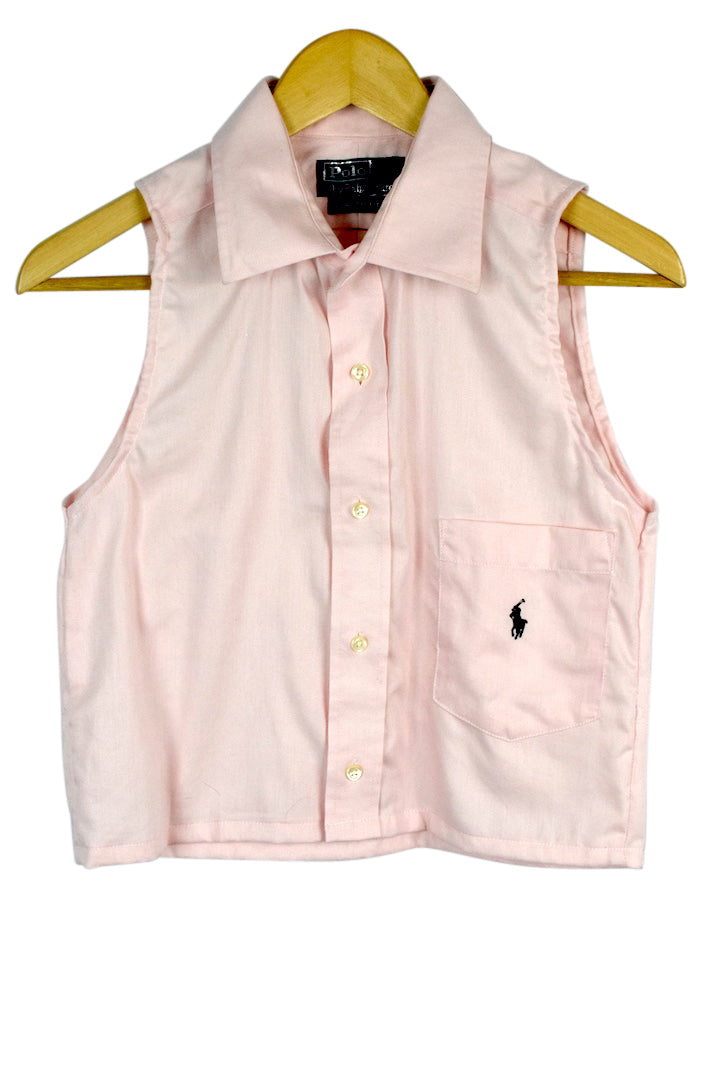 Reworked Cropped Pink Ralph Lauren Brand Top
