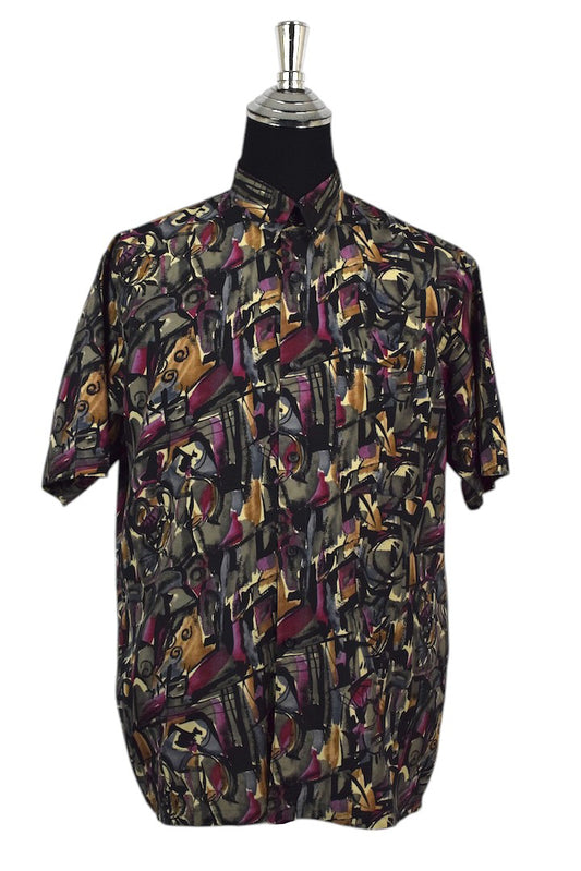 Goldas Brand Abstract Print Silk Shirt