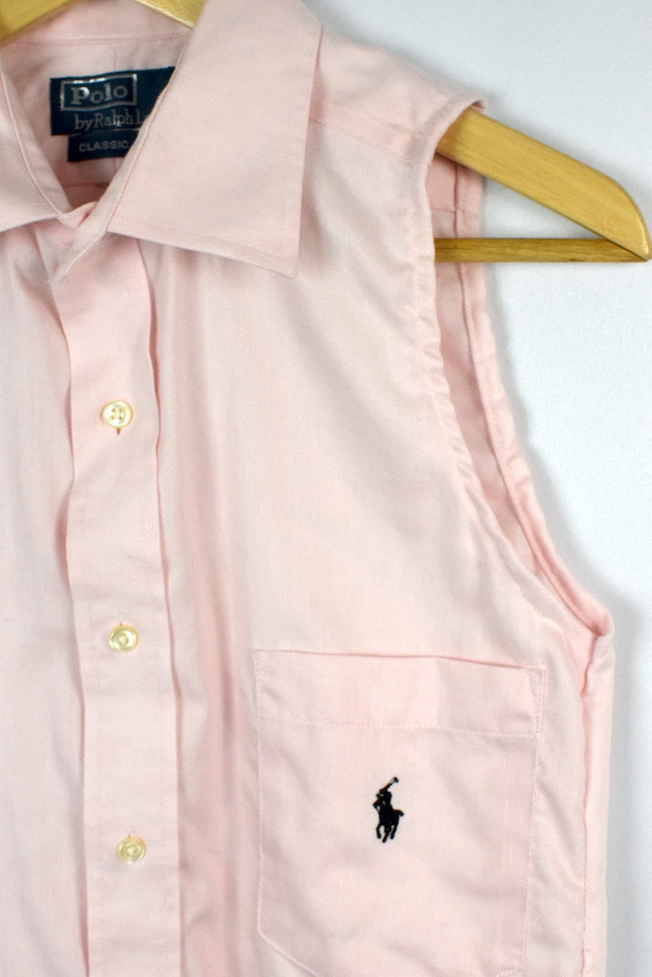 Reworked Cropped Pink Ralph Lauren Brand Top