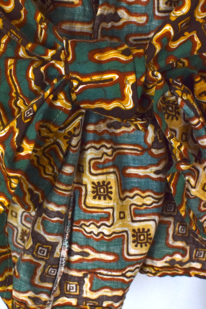 Reworked Abstract Print Tie Up Top