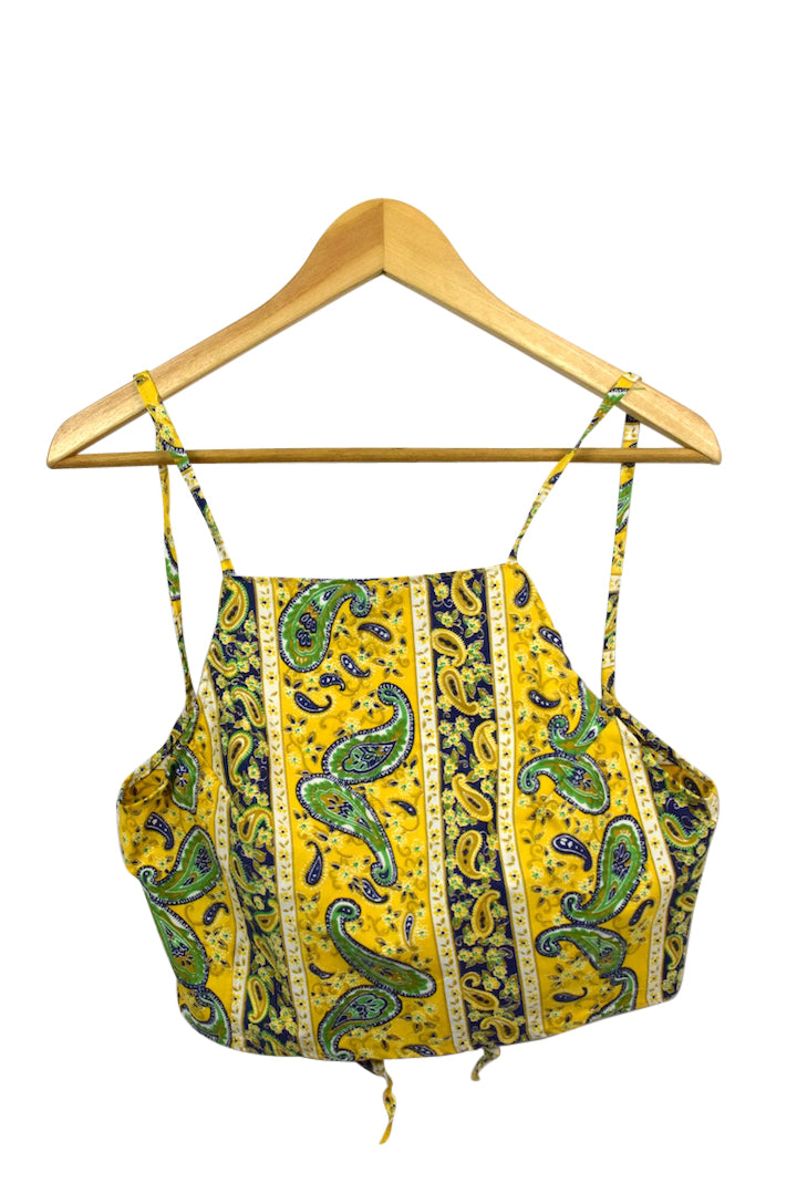 Reworked Paisley Print Tie Up Top