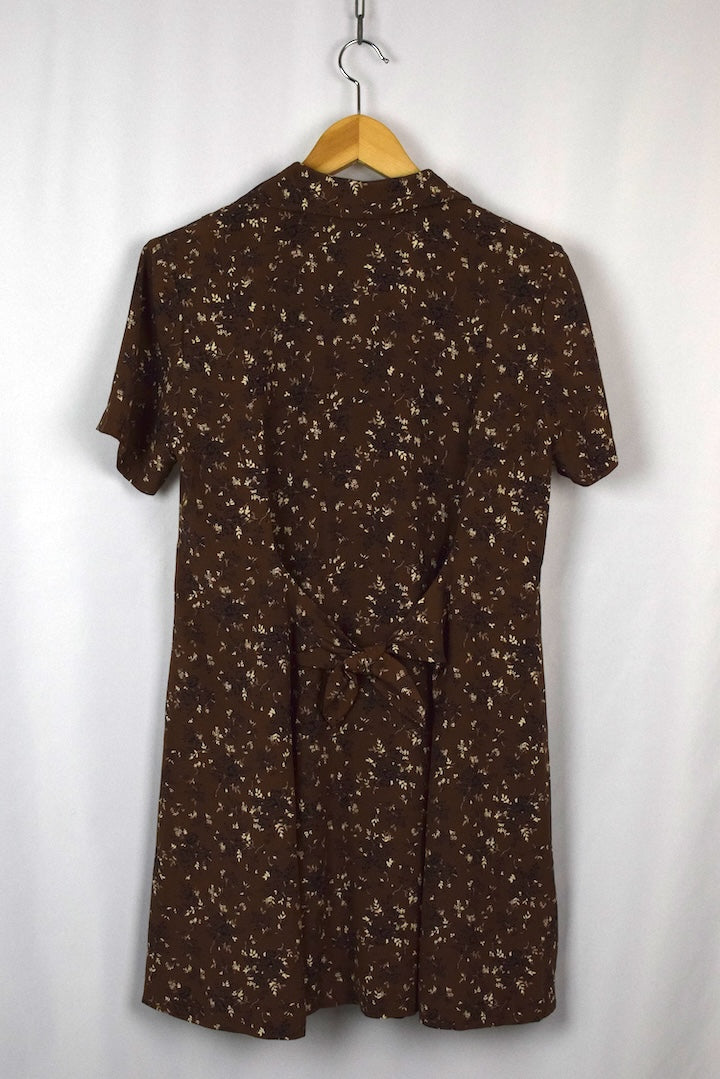Reworked Brown Floral Print Dress