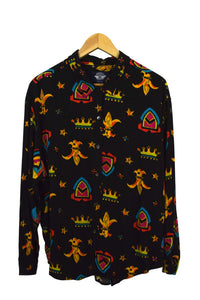 Abstract Crown Shield Print Blouse