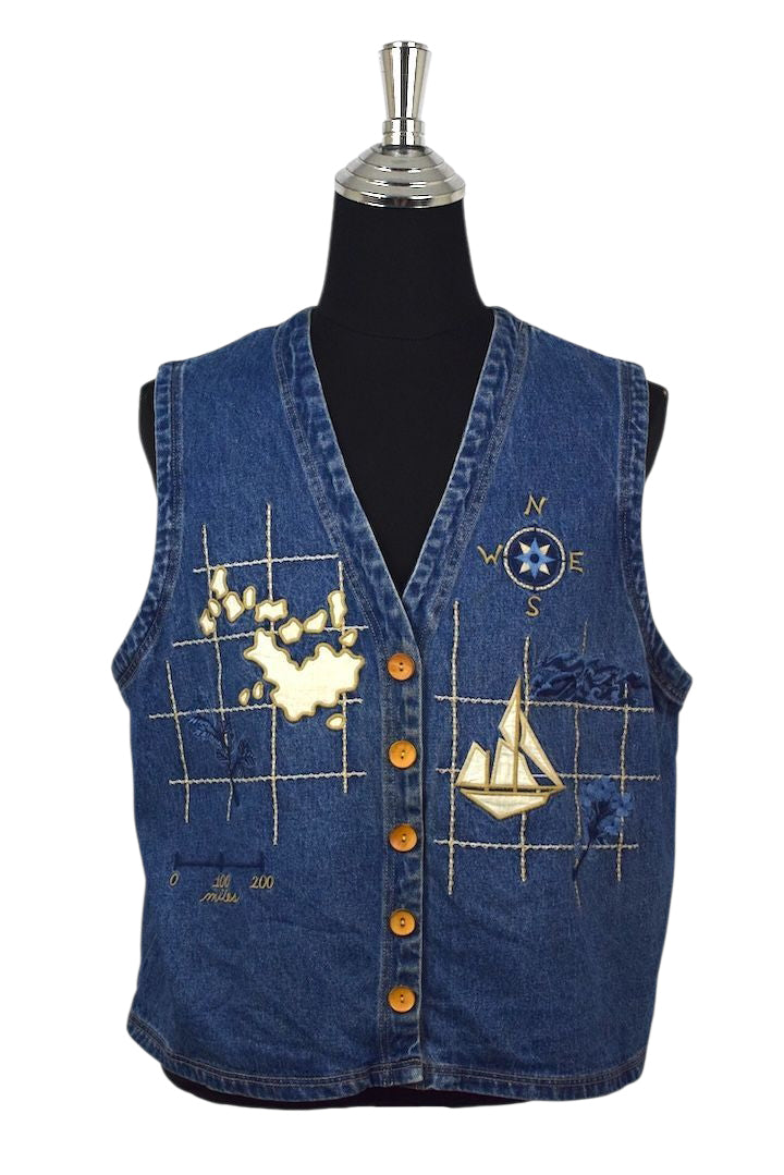 Nautical Themed Denim Vest