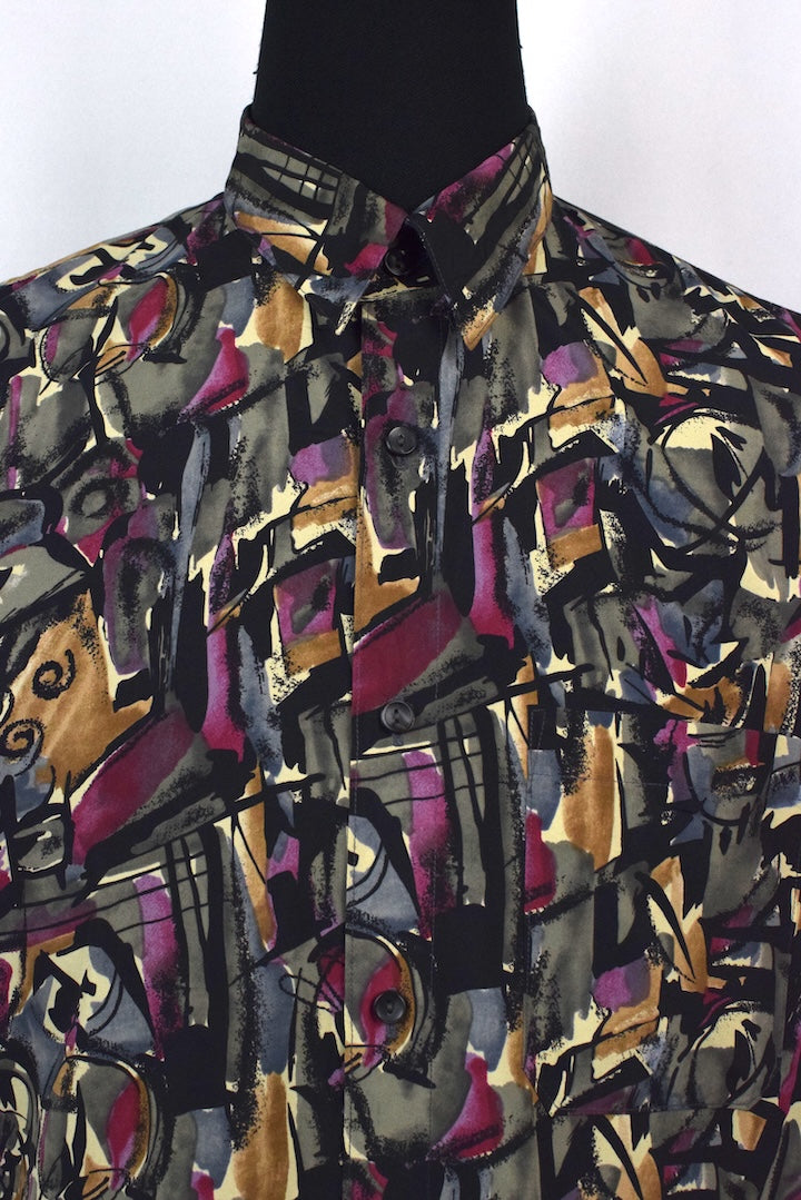 Goldas Brand Abstract Print Silk Shirt