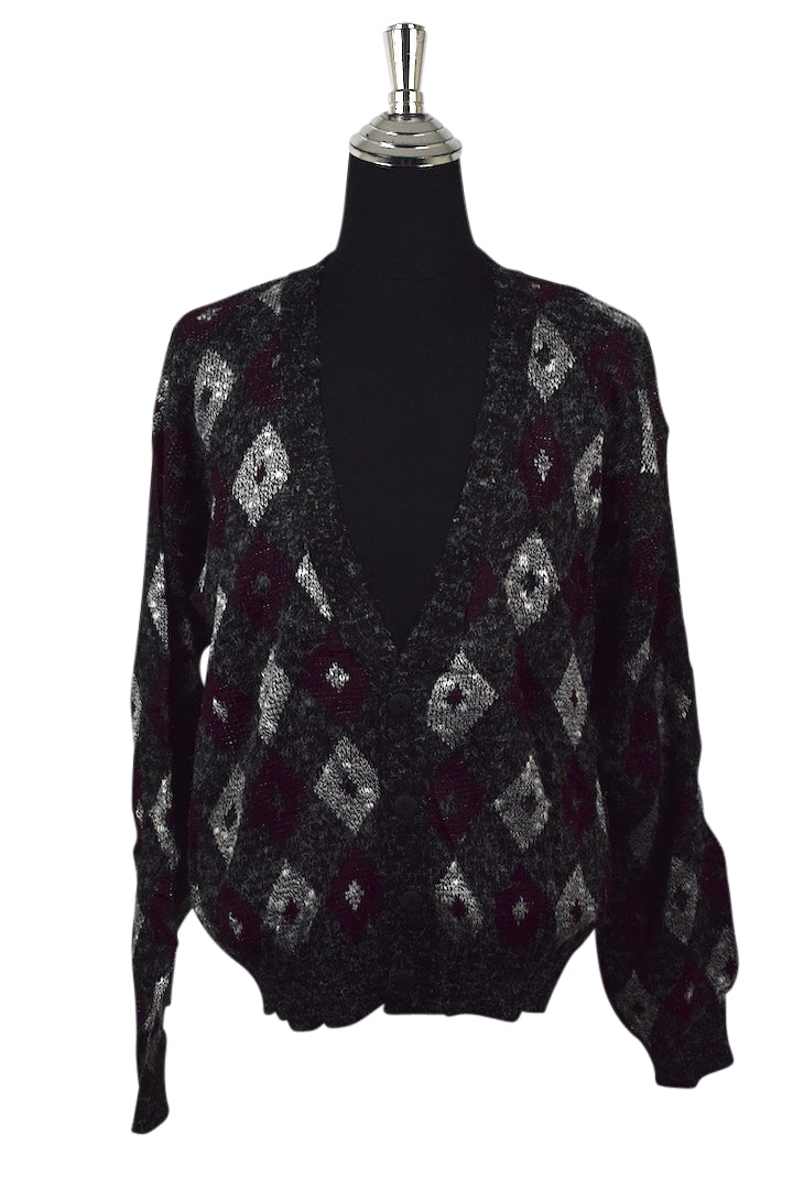 Knitted Diamond Pattern Cardigan