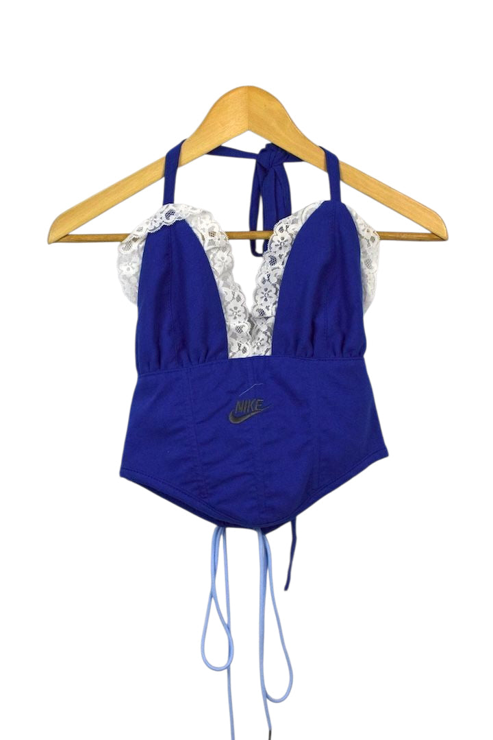 Reworked Nike Brand Tie Up Corset Style Top