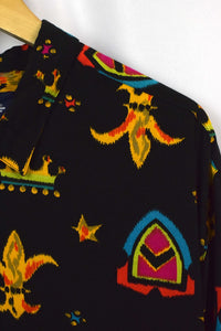 Abstract Crown Shield Print Blouse