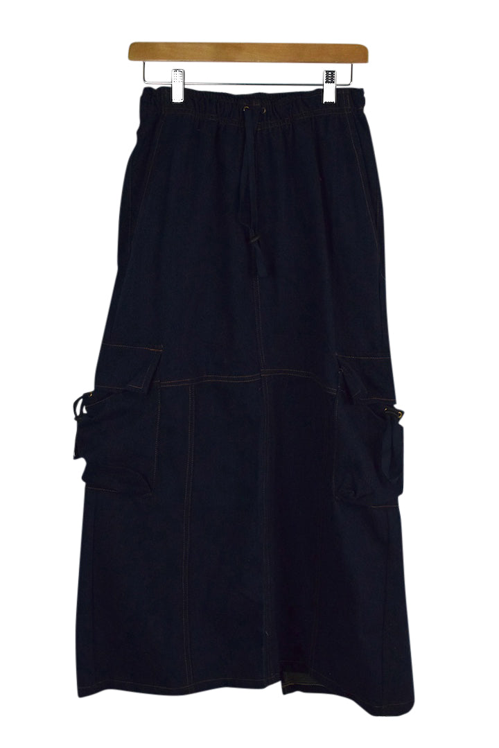 Reworked Denim Cargo Skirt