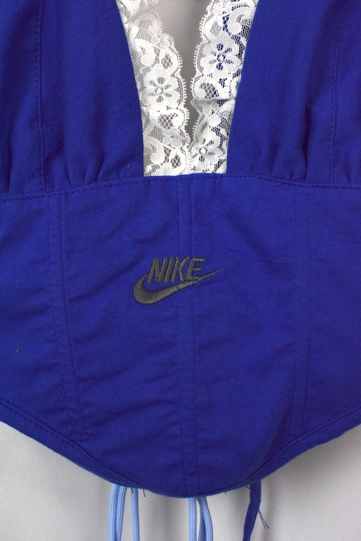 Reworked Nike Brand Tie Up Corset Style Top