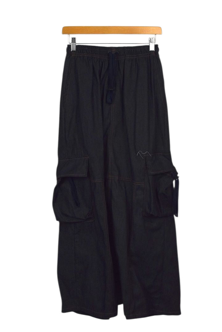 Reworked Denim Cargo Skirt