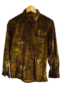 Abstract Hieroglyphics Print Velvet Top
