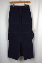 Load image into Gallery viewer, Reworked Denim Cargo Skirt
