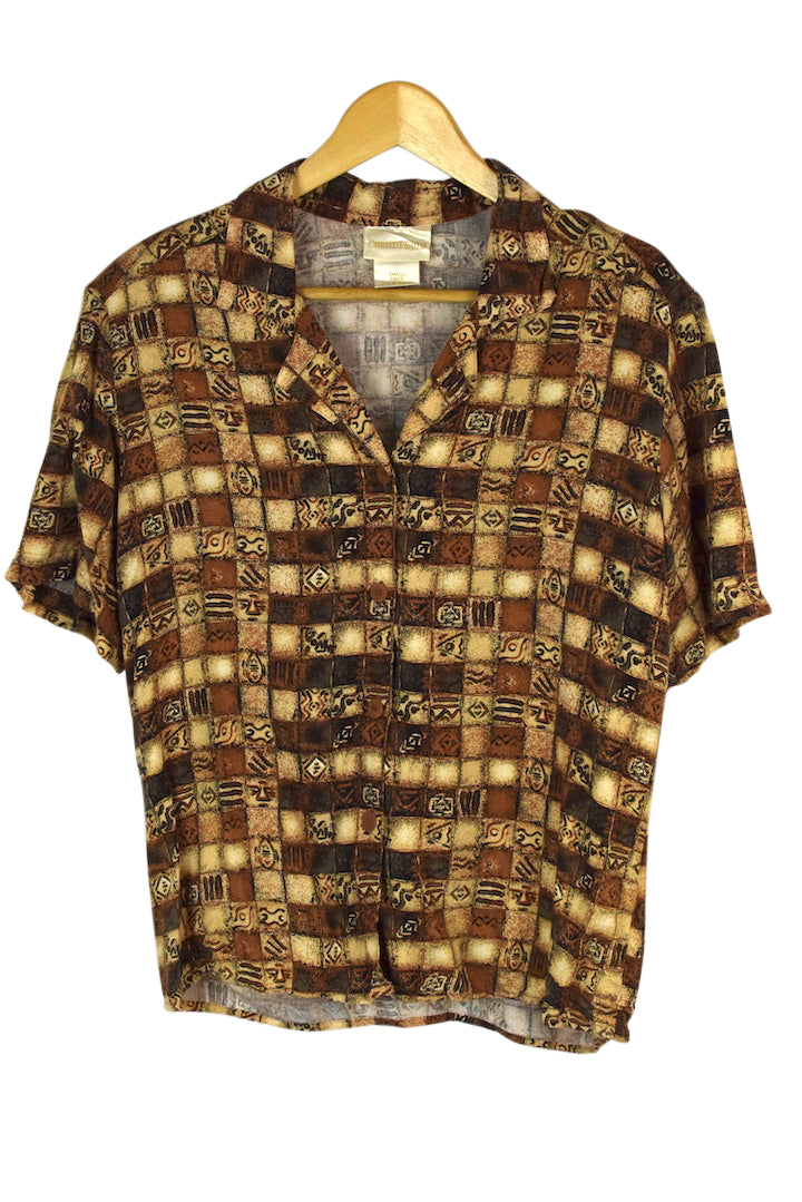 Abstract Square Print Blouse