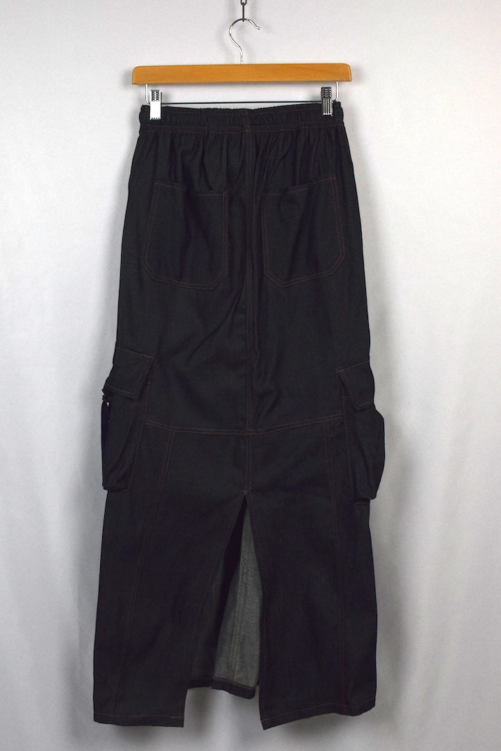 Reworked Denim Cargo Skirt