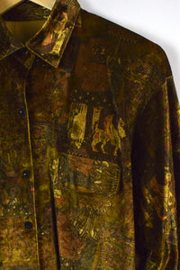 Abstract Hieroglyphics Print Velvet Top