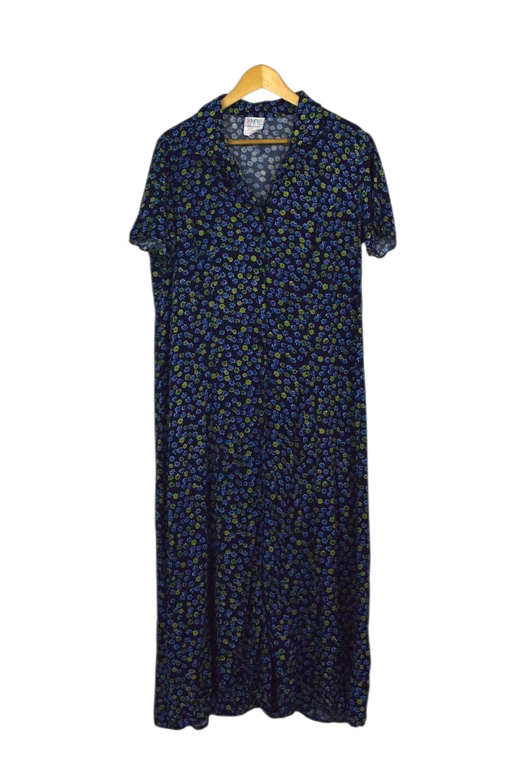 Blue Floral Print Dress