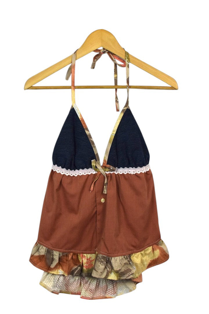 Reworked Halterneck Babydoll Top