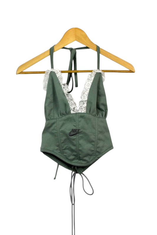 Reworked Nike Brand Tie Up Corset Style Top