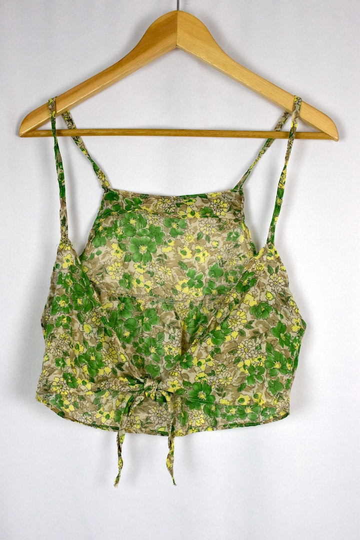 Reworked Floral Print Tie-Up Top