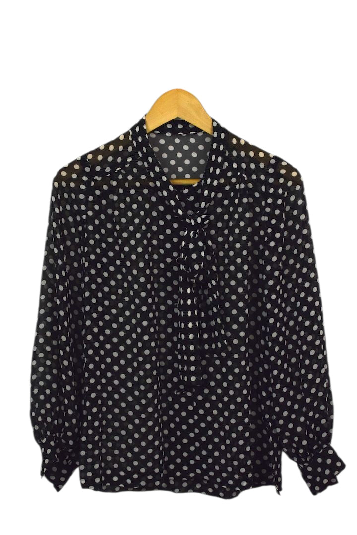 Black Sheer Polka Dot Blouse