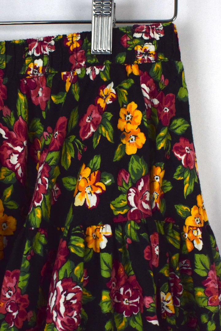 80s/90s Red Rose Print Skirt