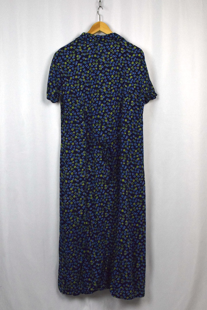 Blue Floral Print Dress