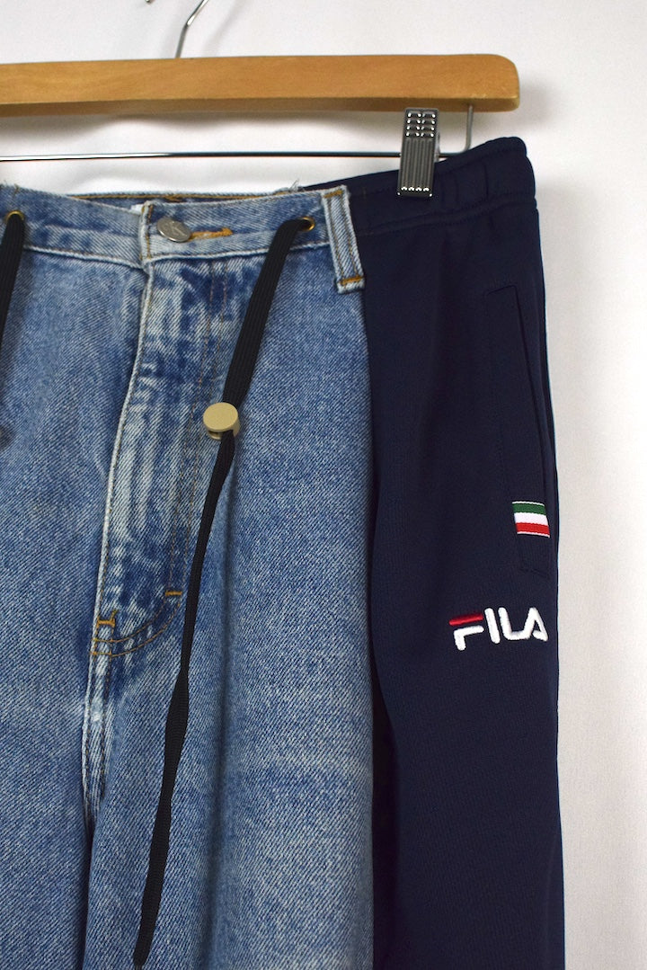 Reworked Fila Brand Track-Jeans