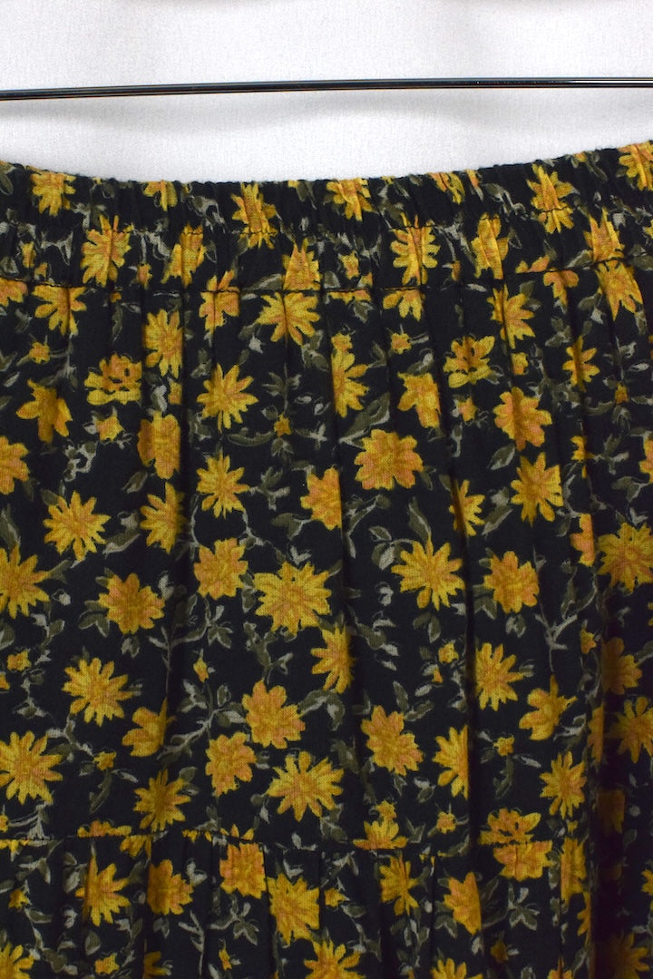 Reworked Long Floral Print Skirt