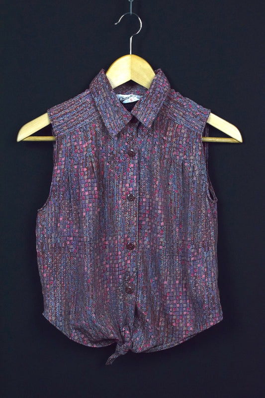 Sleeveless Checkered Top