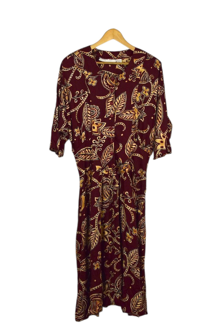 80s/90s Abstract Floral Print Dress