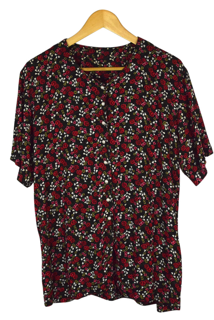 80s/90s Rose Print Blouse