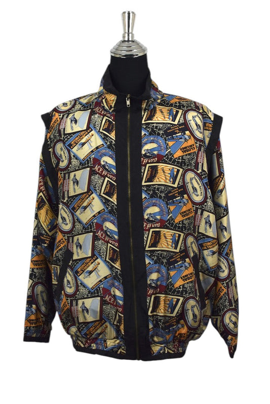 80s/90s Aviation Stamp Print Jacket
