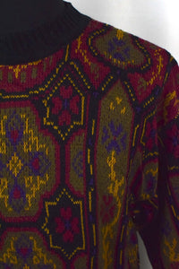 Black Abstract Pattern Knitted Jumper