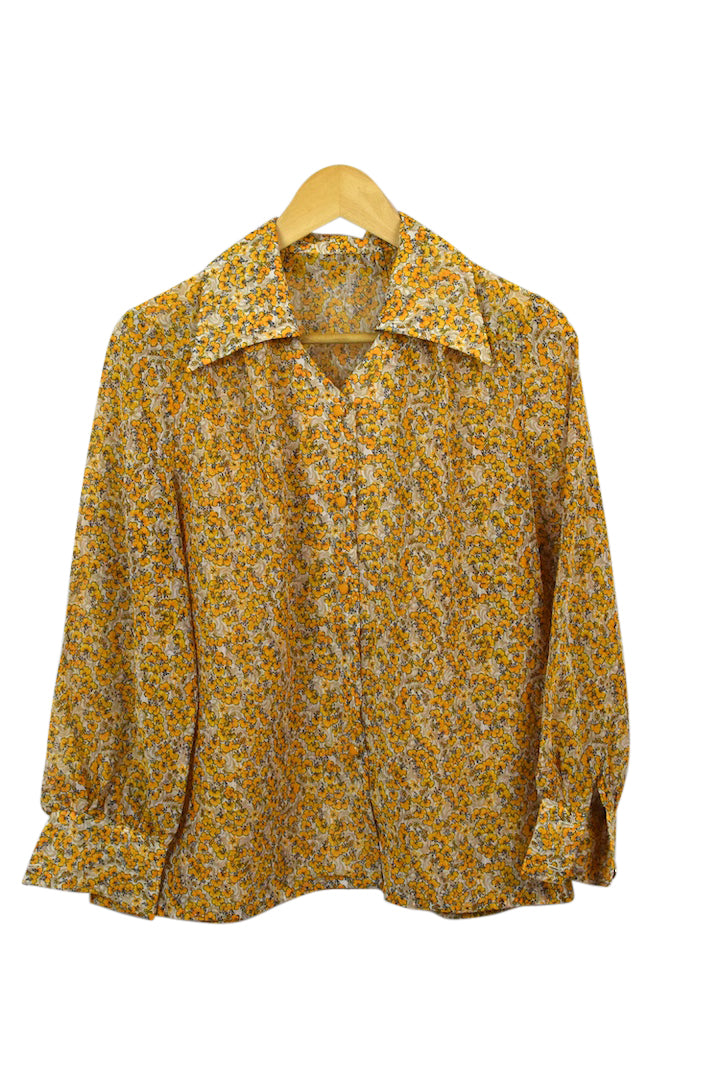 Reworked Sheer Floral Print Top
