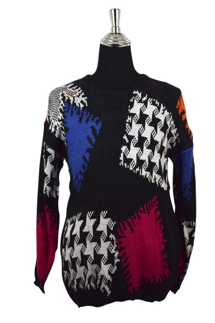 Black Abstract Squares Knitted Jumper