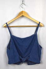Load image into Gallery viewer, Reworked Denim Tie-Up Top
