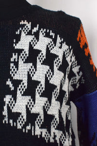 Black Abstract Squares Knitted Jumper
