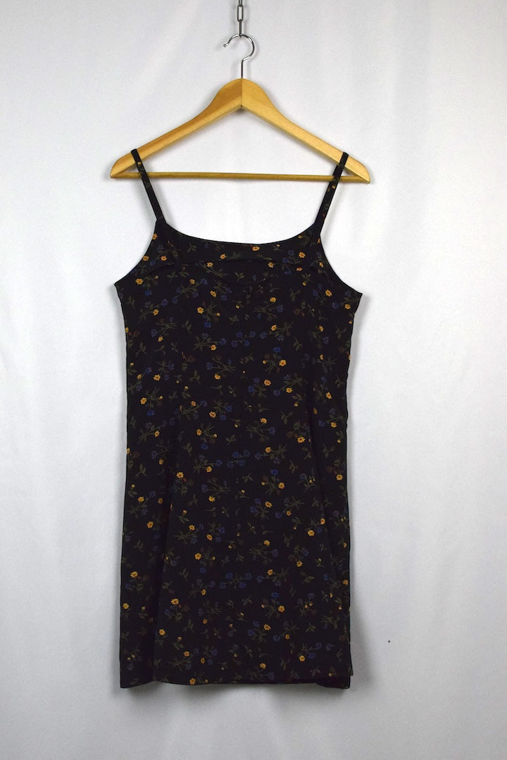 Black Floral Print Dress