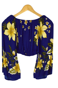 Reworked Hawaiian Print Crop Top