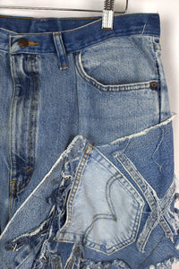 Reworked Denim Patchwork Shorts