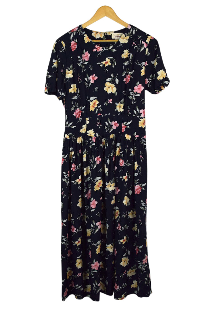 Navy Floral Print Dress