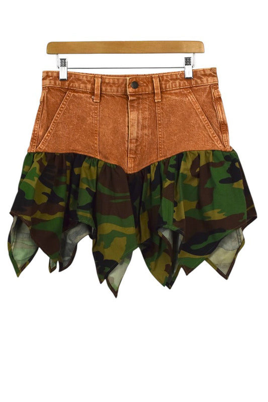 Reworked Denim Mini Skirt