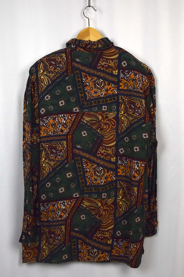 Green Abstract Print Top