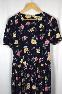 Navy Floral Print Dress