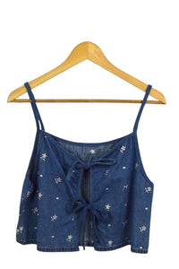 Reworked Denim Tie Up Top