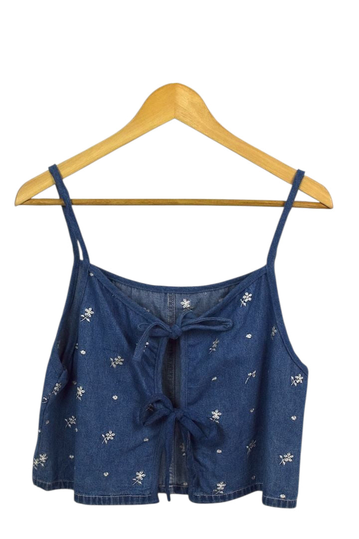 Reworked Denim Tie Up Top